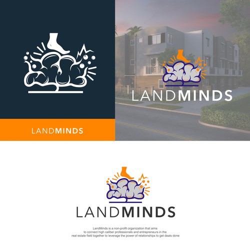 Brain brand with the title 'logo concept for landminds'