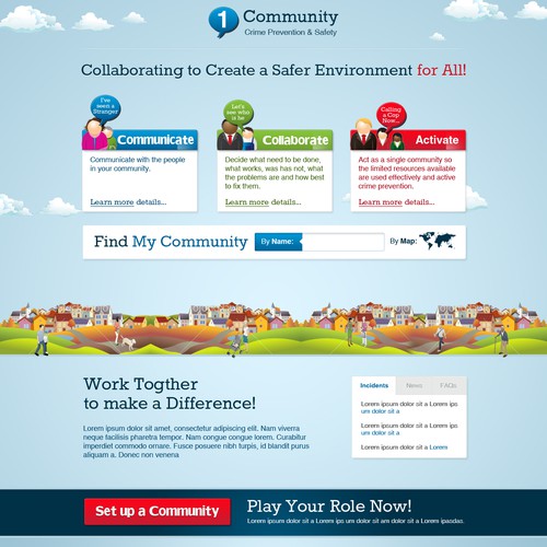 Community website with the title 'Website design for 1community.co'