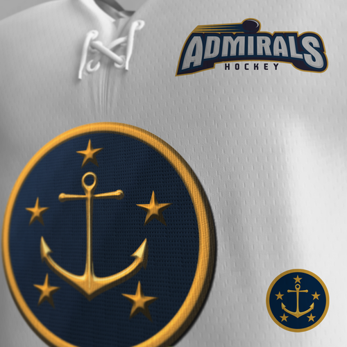 Hockey puck logo with the title 'Admirals hockey'