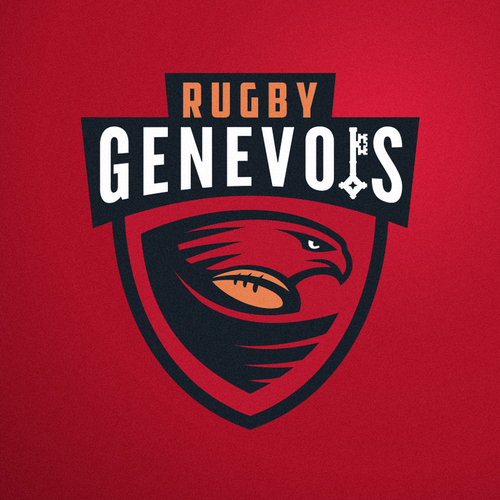 Red and pink design with the title 'Logo concept for Rugby in Geneva and Switzerland.'