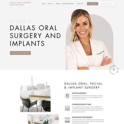Doctor website with the title 'Dallas Oral Surgery and Implants'
