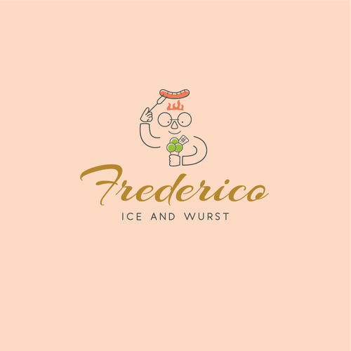 Surreal design with the title 'logo for an icecream shop and german food'