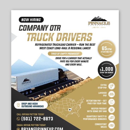 Design with the title 'Truck driver recruiting flyer'