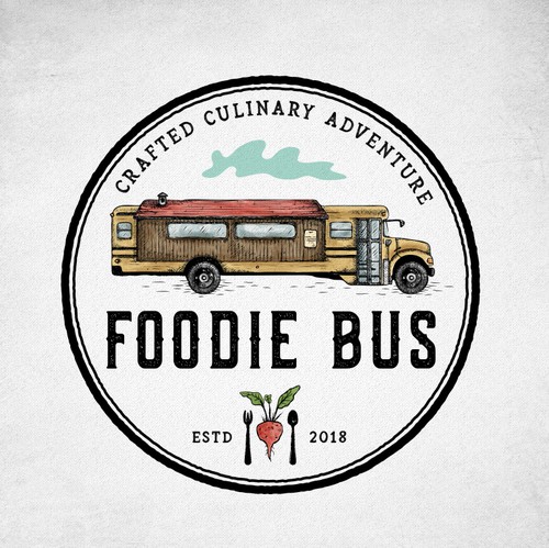 Bus logo with the title 'Foodie Bus'
