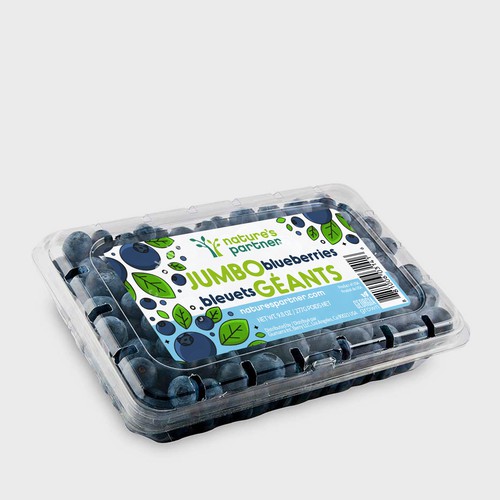 Food label with the title 'Blueberry Label Design'