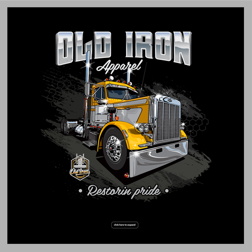 Trucking design with the title 'Old Iron Truckin T-shirt design'