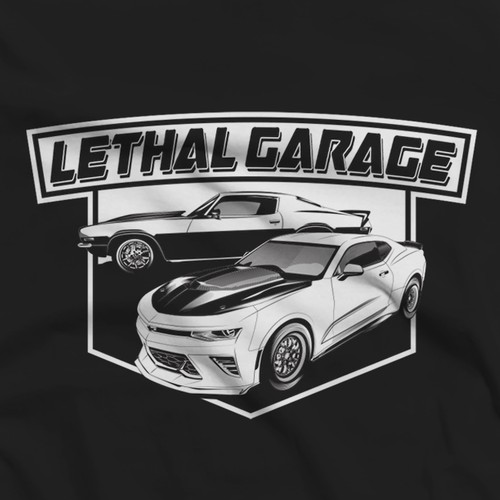 Automotive artwork with the title 'Lethal Garage'