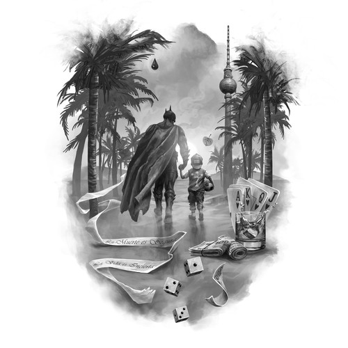 Batman design with the title 'batman con niño'