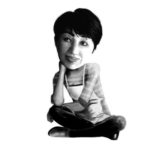 Apron design with the title 'caricature character design'