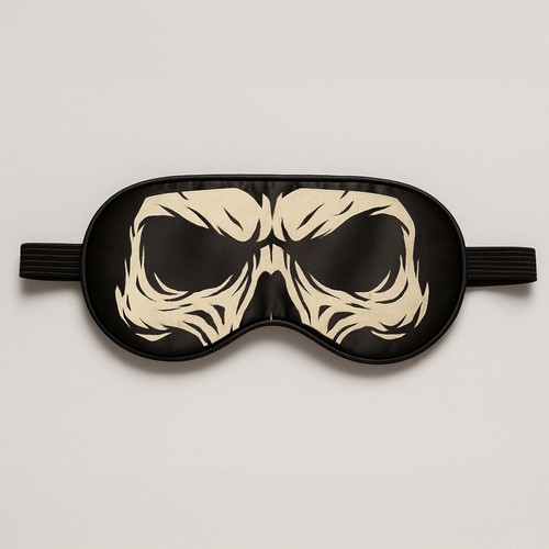 Spooky design with the title 'Skull Sleep Mask – Gothic Horror Eye Mask for Sleep  (This Design Is Available For Sale)'