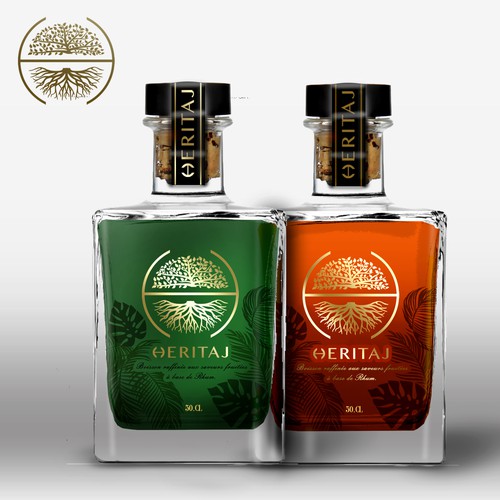 Tropical label with the title 'Label design tropical rum. '