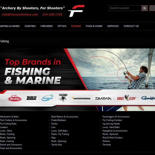 Camping design with the title 'Fishing and Marine design'