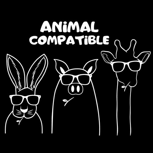 Vegetarian t-shirt with the title 'Animal Compatible'