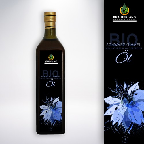 Oil label with the title 'label for  organic black-seed oil'