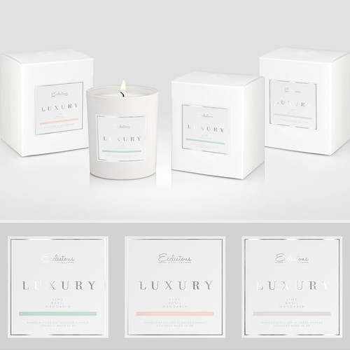 Beauty label with the title 'Capturing, Clean & Fresh Label Design for Luxury Home Fragrance Brand'