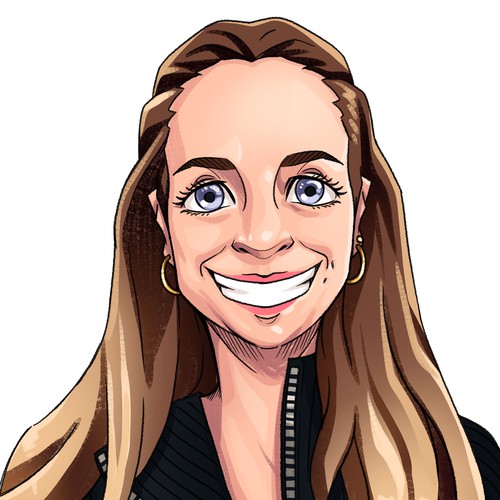 Digital artwork with the title 'Digitally Painted - Cartoon Style Portrait'