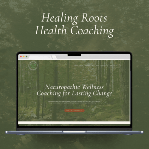 Design with the title 'Healing Roots Health Coaching Website'