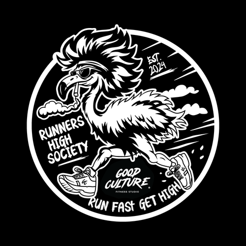 Cartoon logo with the title 'Run Club Logo'