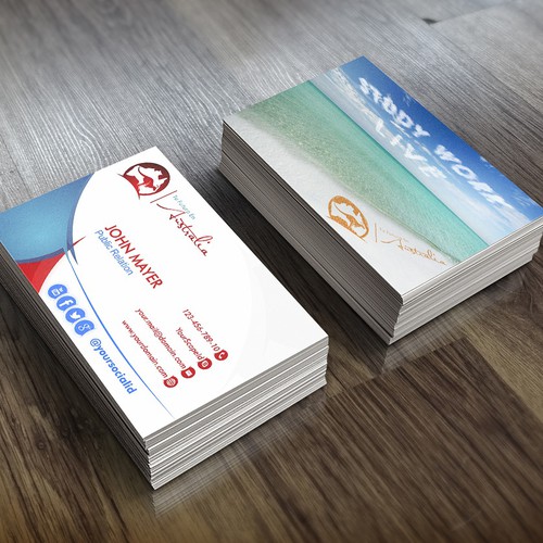 Study design with the title ' Business cards Tu Futuro en Australia'