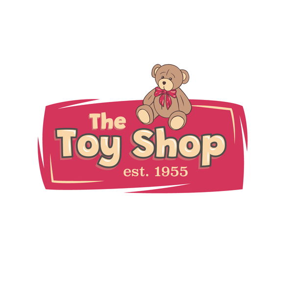Teddy design with the title 'Traditional toy shop logo with friendly Teddy bear'