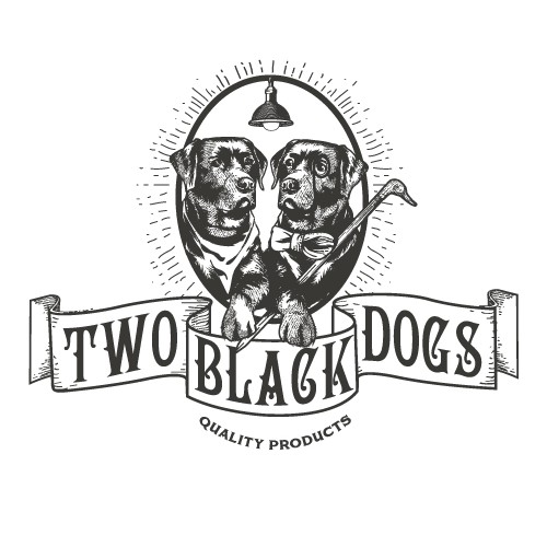 Labrador logo with the title 'Two black dogs'