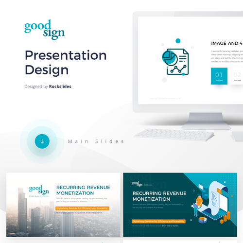 Company profile design with the title 'Design a stunning powerpoint template'