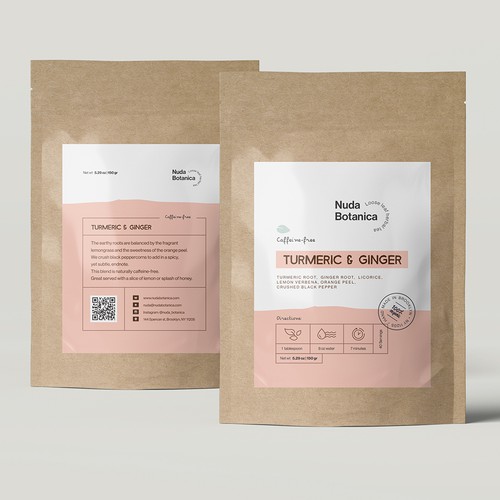 Tea label with the title 'Herbal tea kraft'