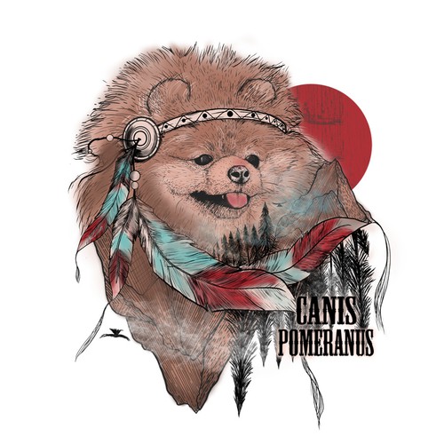 Dog t-shirt with the title 'pomeranian dog illustration tshirt'