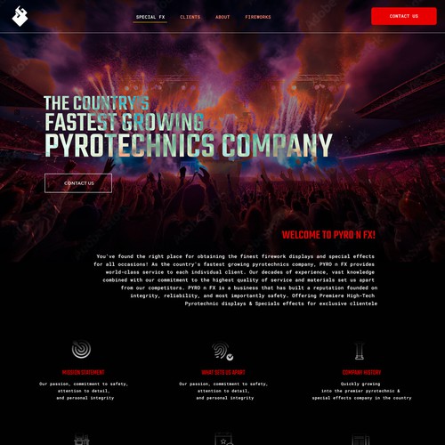 Black website with the title 'Web graphics layout design proposal'