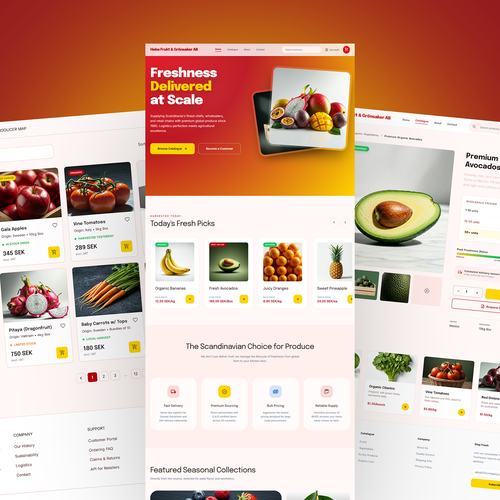 Product design website with the title 'Hebe Frukt & Grönsaker AB (Website UI/UX)'