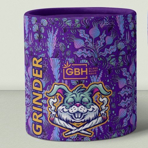 Purple packaging with the title 'Weed GrinderLabel'