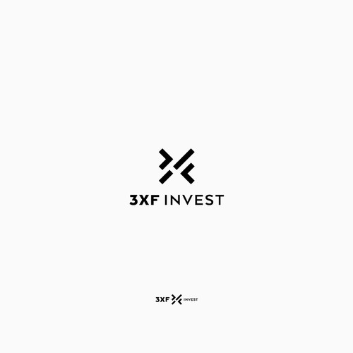 Black and white brand with the title '3xF Invest'