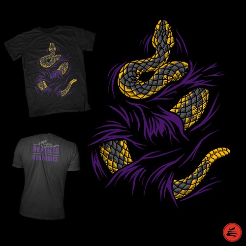 Snake design with the title 'snake on tees'