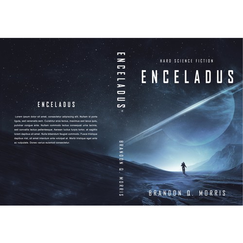 Space design with the title 'book cover ''Enceladus'''