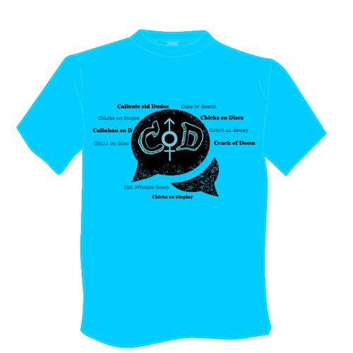 Team t-shirt with the title 'Looking for a fun design for our ultimate frisbee team jersey'