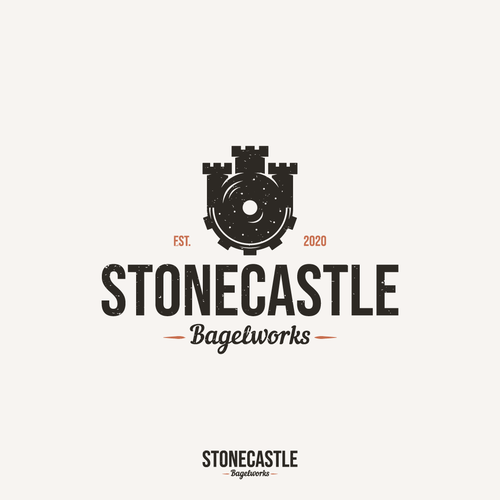 百吉饼logo，标题为“STONECASTLE BAGELWORKS - Vintage logo”