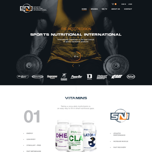 Nutrition website with the title 'Sports Nutritions'