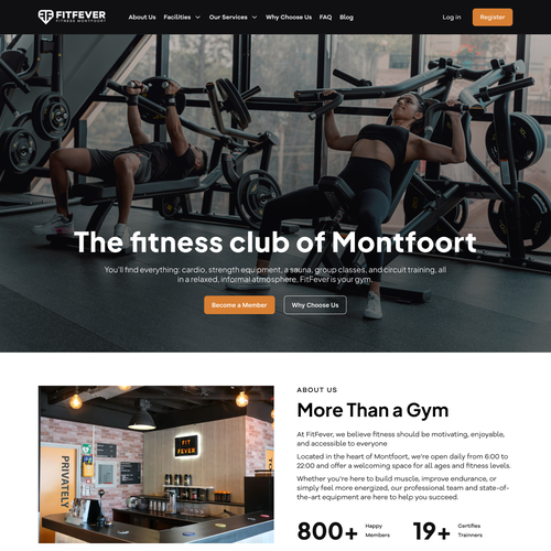 Gym website with the title 'Landing Page Concept Design for FitFever Company'