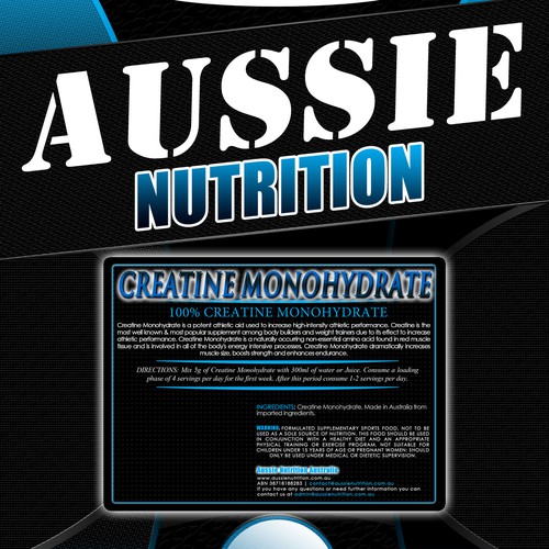 Nutrition packaging with the title 'Aussie Nutrition Label '