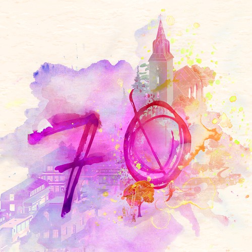 Artwork illustration with the title '70 years Austrian Association of Municipalities'