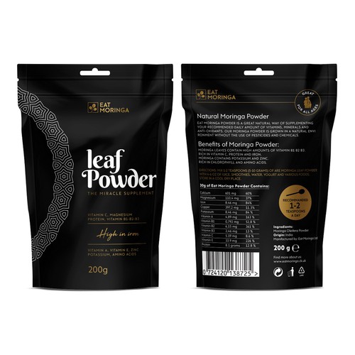 Powder packaging with the title 'Leaf Powder'