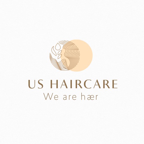 Black hair salon logo with the title 'Us Haircare'