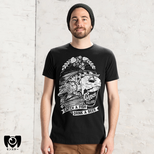 Beer t-shirt with the title 'Clark’s Bait Shop & Brewery Tee'