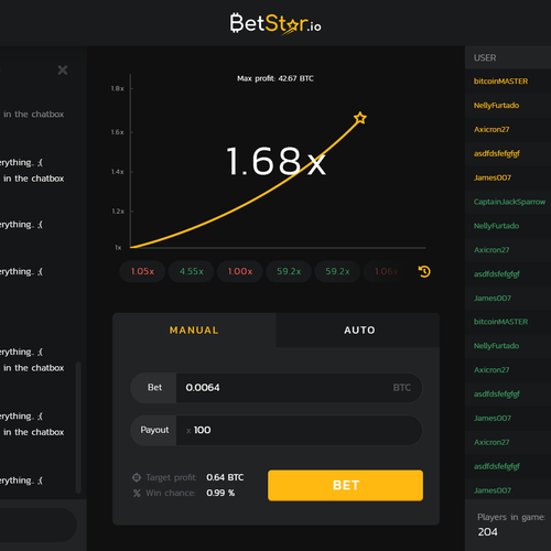 Bitcoin website with the title 'Bitcoin gambling website UI + logo'
