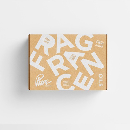 Oil packaging with the title 'Pure Scented'