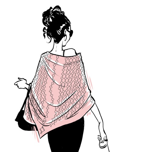 Fashion illustration with the title 'Fashion elegant drawing '