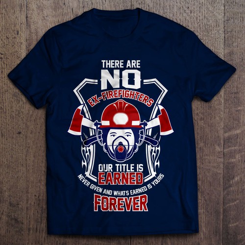 Navy design with the title 'Shirt For Firefighters'