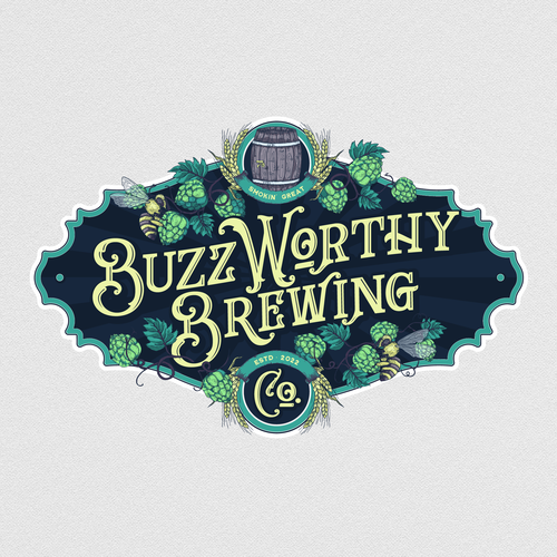 Hop design with the title 'BuzzWorthy Brewing Company'