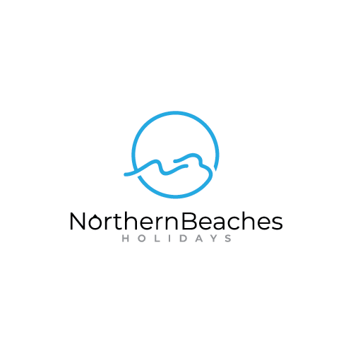 Aqua design with the title 'Winning logo for Northern Beaches Holidays'