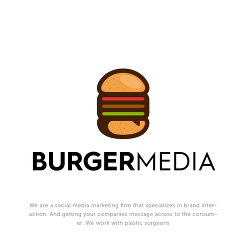 Communications brand with the title 'Bold Illustrative logo for Burger Media.'